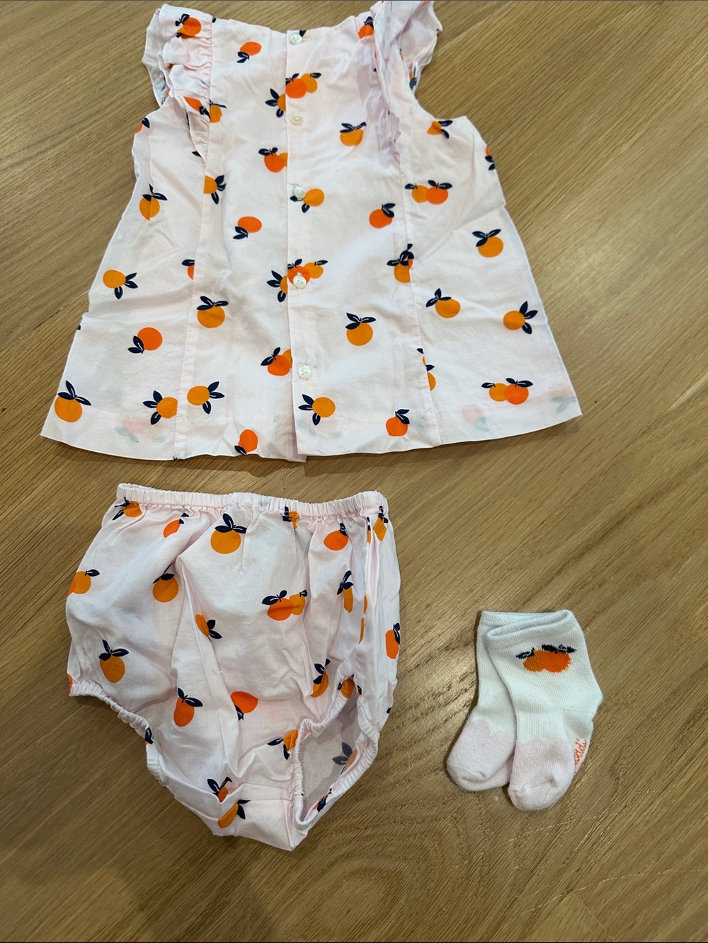 Jacadi Pink Dress with Orange Fruit Print - Picture 6 of 6